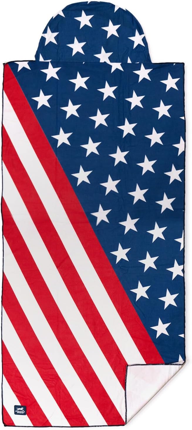 Gone For a Run Car Seat Towel Cover – Hooded Moisture-Wicking Microfiber Seat Protector – 30" x 60" – for Runners and Outdoor Enthusiasts – Patriotic