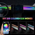 for Tesla Model 3 Y LED Dashboard Ambient Lighting Interior Lights Neon Light Kits 2025 2024 2023 2022 2021 Accessories Accessory RGB Dreamcolor, App & Remote & USB Hub, DC 12V