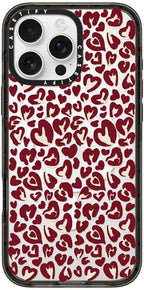 CASETiFY Impact iPhone 16 Pro Max Case [Slim/Compatible with Magsafe / 8.2 ft. 4X Military Grade Drop Protection] - Leopard Love- Red - Clear Black