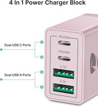 40W USB C Charger Cube, 2-Pack Fast Charging Block, 4-Port QC Wall Plug +PD 3.0 Power Adapter Multiport Brick Type C Charger Block for iPhone 15/15 Pro/15Plus/14/14 Pro/13/12/11,iPad, Airpods,Samsung