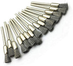 15 Pcs Pen Shape Stainless Steel Wire Brushes Wheel 1/8'' Mandrel Rust Removed Polishing Wheel for Dremel Rotary Tool