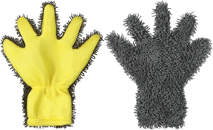 PENINSULA LOVE 2 PCS Car Wash Mitts 5-Finger Microfiber Cleaning Mitt for Cars Double-Sided Dusting Gloves Scratch-Free Auto Interior Exterior Washing Gloves