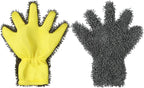 PENINSULA LOVE 2 PCS Car Wash Mitts 5-Finger Microfiber Cleaning Mitt for Cars Double-Sided Dusting Gloves Scratch-Free Auto Interior Exterior Washing Gloves