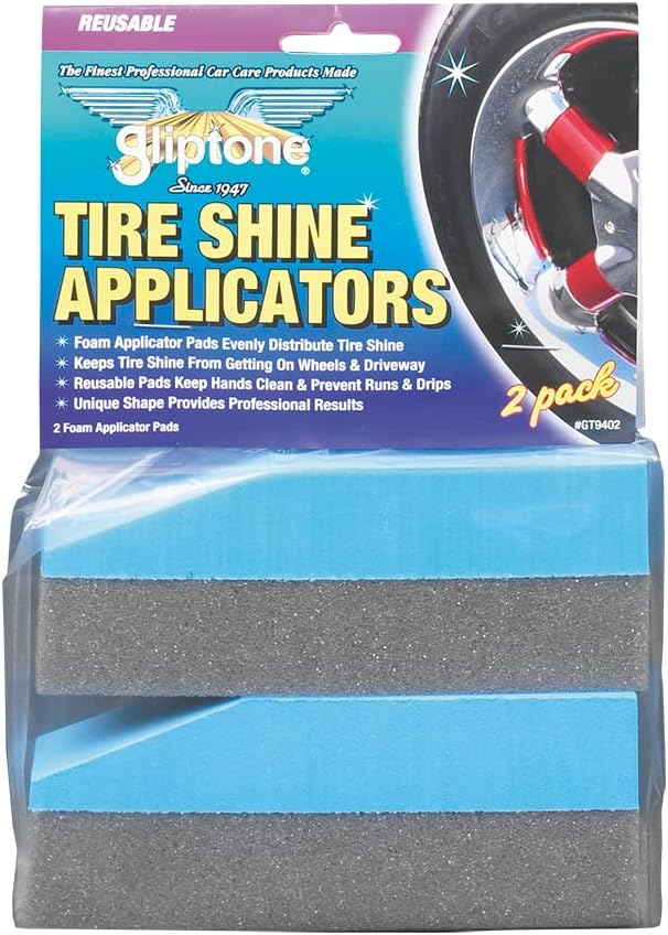 Gliptone Tire Shine Reusable Foam Applicator Pads 2 Pack | Curved Design for Streak-Free Application | Durable & Washable Tire Dressing Pads for Cars, Trucks, SUVs