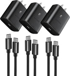 45W Fast Charger, USB C Port Adapter, wall-Mounted Cube Charging Block.Type-c Mobile Phone Charger with C to C Cable is Suitable for Samsung S25/S24/S23/S22/S21, Galaxy, and More.