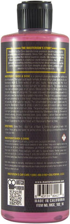 MASTERSON'S CAR CARE MCC_102_16 Wash & Shine Shampoo - Premium Car Wash Soap - Works With Foam Cannons, Foam Guns, Bucket Washes, and Power Washers (16 oz)