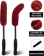YeewayVeh 2PCS Car Wheel Brush, Long Handle Microfiber Rim Cleaner Brush and Bendable Wool Fiber Wheel Cleaning Brushes for Truck SUV Tire Rim Car Wheel Cleaning Kit, Red&Black