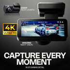 Pentro 4K Dual Dash Cam Front and Rear – UHD 2160P & 1080P Car Camera with WiFi – 64GB SD Card Included – Night Vision, G-Sensor, Parking Mode & Loop Recording – 170° Wide Angle