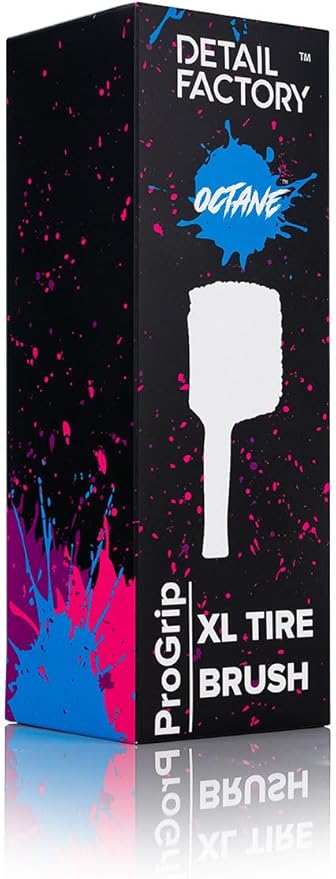 Detail Factory - ProGrip XL Tire Brush - Ergonomic ProGrip Handle - Stiff Synthetic Bristles to Cut Through Grime - Octane Underglow