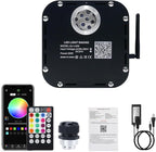 AKEPO 50W RGBW Twinkle Fiber Optic Light Engine Driver, Bluetooth APP Control+Music Activated+28-Key Remote Control for Home Fiber Optic Star Ceiling