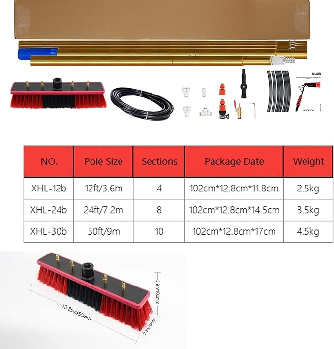 Photovoltaic Panel Cleaning/Window Clean, Water Fed Telescopic Brush Conservatory Roof Cleaning Tools for Photovoltaic Panel Cleaning