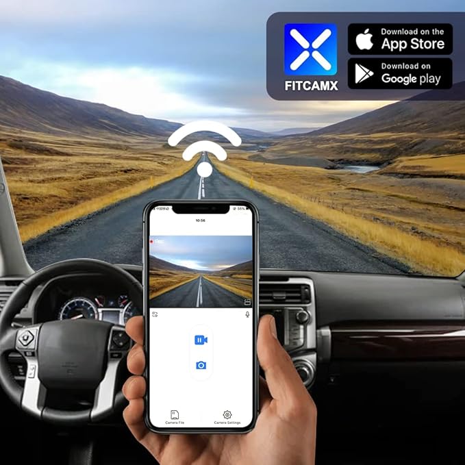 Fitcamx Front 4K+Rear 1080P Dash Cam for 2020-2024 Toyota 4Runner TRD Sport Limited Pro Off-Road Venture SR5 Premium, OEM Look, Loop Recording, Built-in WiFi&APP, G-Sensor, Easy to Use,128GB Card