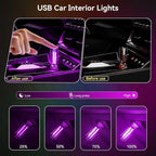 4 PCS USB Night Light, Touch Dimmable Mini USB LED Car Interior Ambient Lights, Portable Plug-in Glass Bottle Night Lamp for Car, Tent, Desk, Bedside(2Blue&2Purple)