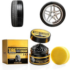 Car Tire Shine with Sponge, Tire Coating Paste Tire Polishing Paste, Long-Lasting Wet Gloss Tire Dressing for Cars Trucks Motorcycles RVs, Easy Apply Wheel Shine (1)