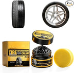 Car Tire Shine with Sponge, Tire Coating Paste Tire Polishing Paste, Long-Lasting Wet Gloss Tire Dressing for Cars Trucks Motorcycles RVs, Easy Apply Wheel Shine (2)