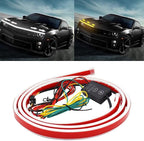 Car Hood Light Strip with Turn Signal, 71 Inches Flexible Exterior Car LED Strip Lights Waterproof Car Hood Light Daytime Running Light Strip for Cars, Trucks (White)