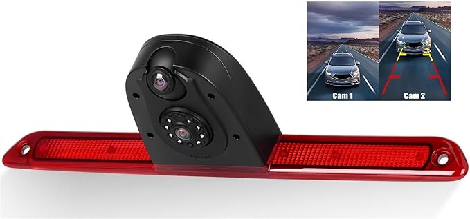 Dual Back Up Rear View Camera for 2007-2019 Mercedes Benz Sprinter Van Parking Assist Reverse Camera AHD/CVBS Night Vision Wide Angle Waterproof Brake Light Roof Mount Cam