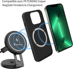 Magnetic Wireless Car Charger Mount Compatible with MagSafe Designed for Tesla Model, 15W Fast Charging Magnetic Car Phone Mount Foldable Invisible Dashboard for iPhone 16/15/14/13/12(Black)