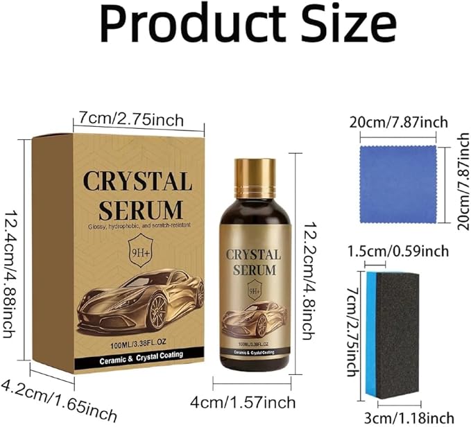 Graphene Ceramic Coating for Cars – 9H Nano Car Coating Spray with PTZ Crystal Serum, Ultimate Ceramic Coating Kit for Paint Glass Wheels, Advanced Car Detailing & Shine Protection 2PC