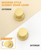 Asidrama 4 Pack Brushed Gold Dummy Door Knob, Non-Turning Decorative Door Lever with Door Knobs for Closet, French Double Doors, Pantry & Interior Push/Pull Use