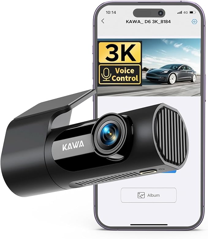 KAWA Dash Cam 2K, WiFi Dash Camera for Cars 1440P with Hand-Free Voice Control, Night Vision, Mini Hidden Dashcam Front, Emergency Lock, Loop Recording, 24-Hour Parking Monitor, APP, Support 256GB Max