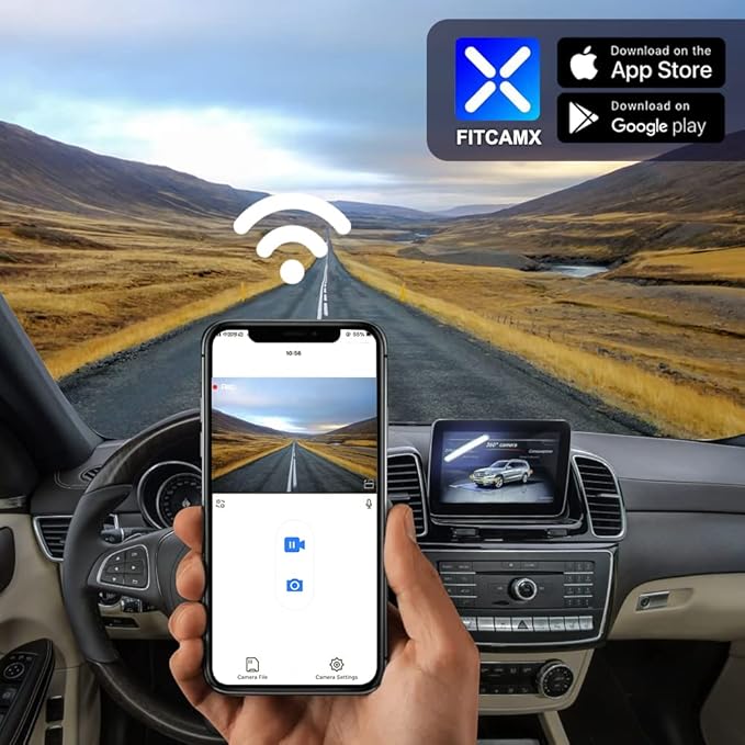 Fitcamx 4K Dash Cam Suitable for Mercedes-Benz GLE GLS 2016-2019 (Model A) W166 X166, Integrated OEM Style, UHD 2160P Video, Loop Recording, Built-in WiFi & APP, G-Sensor, Easy to Install, 64GB Card