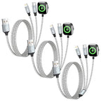 Travel Essentials 3in1 Multi Charging Cable for iPhone Watch Charger,USB A to Type C/IP/iWatch Charger, Charging Cords for Multiple Devices Compatible with iWatch Series&iPhone 16-12 5FT
