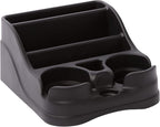 Moblorg Small Center Console for Cars, Trucks, Minivans, SUVs, Vehicle Organizer, Cup Holders, Recycled Plastic, Made in USA (Black)