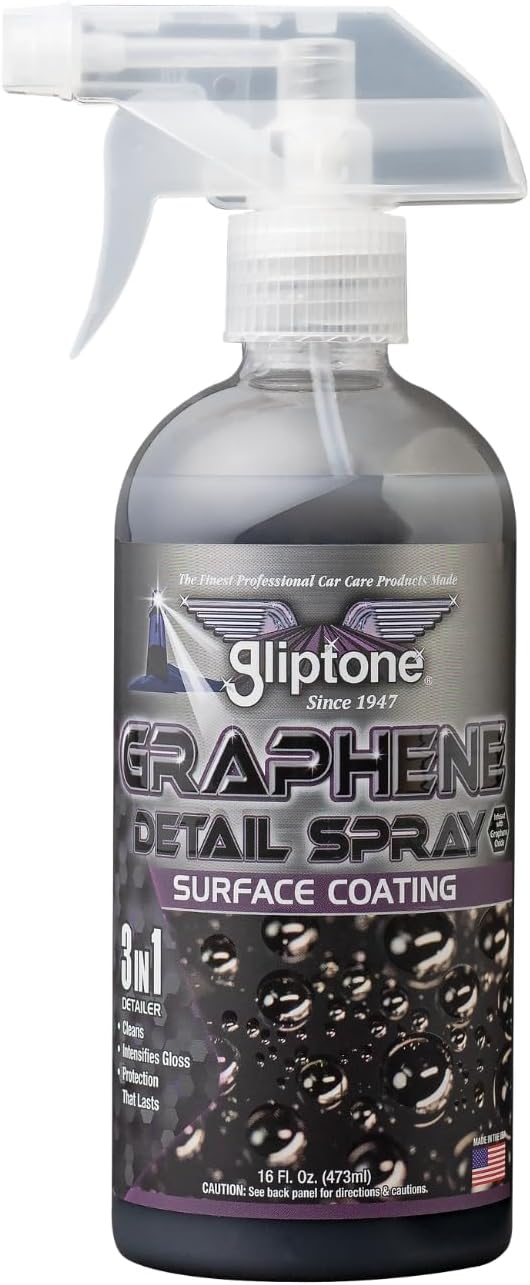 Gliptone Graphene Detail Spray, Super-Hydrophobic Graphene Oxide Coating, Extreme Gloss & Slick Finish, Durable Paint Protection, Spray & Wipe Application, Maintains Waxed or Coated Surfaces, 16 fl oz