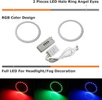 iJDMTOY 7-Color RGB LED Halo Ring Lighting Kit Compatible with 2015-2023 Ford Mustang Projector Front Road Illuminating Light Retrofit w/Adjustable Setting