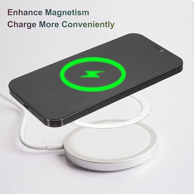 uxcell Magnetic Adapter Ring, 2Pcs Magnetic Sticker Ring ABS Universal Magnet Wireless Charging Conversion Kit for Mobile Phone Case Wireless Charger, White