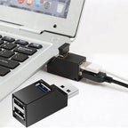 USB Port Splitter,3 Port USB 2.0 hub Dock [2 Pack] Mini USB Hub, 3 Port 3.0 USB Hub High Speed Splitter Plug and Play, USB Splitter Adapter Portable for PC, Laptop - Black