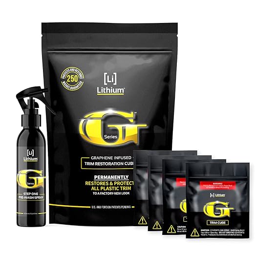 Lithium Plastic Trim Restoration Kit - Ceramic Graphene Infused Trim Cubes - Restores Even The Most Damaged Car Plastic Trim to Factory New Look - Last for 250 Washes Guaranteed