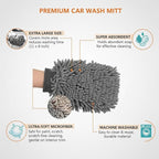Chenille Microfiber Car Wash Mitt, Scratch Free Reusable Cleaning Glove, Soft Absorbent Auto Detailing Wash Mitt for Car Exterior & Interior – 1 Pack (Blue)