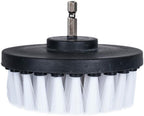 HIFROM Drill Brush - 4 inch White Scrub Brush Drill Attachment Soft Bristle Quick Change Shaft Scrub Cleaning Brush for Carpet Upholstery Leather Glass (Pack of 2)
