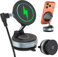 Wireless Car Charger - 15W Fast Wireless Charging Car Mount, 360° Adjustable Vacuum Magnetic Suction Phone Holders for Car, Magnetic Phone Holder for iPhone 17 16 15 14 13 12