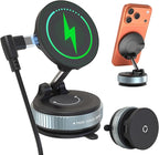 Wireless Car Charger - 15W Fast Wireless Charging Car Mount, 360° Adjustable Vacuum Magnetic Suction Phone Holders for Car, Magnetic Phone Holder for iPhone 17 16 15 14 13 12