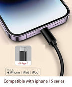 2 Pack 3.3Ft iPhone 15/16/17 CarPlay USB C Cable [MFi Certified] - USB-A to USB-C Car Charger Cord for iPhone 17 Air 16 16E 15 Pro Max Plus, iPad USB C Charging Wire for iPad/IPad Pro (Black)