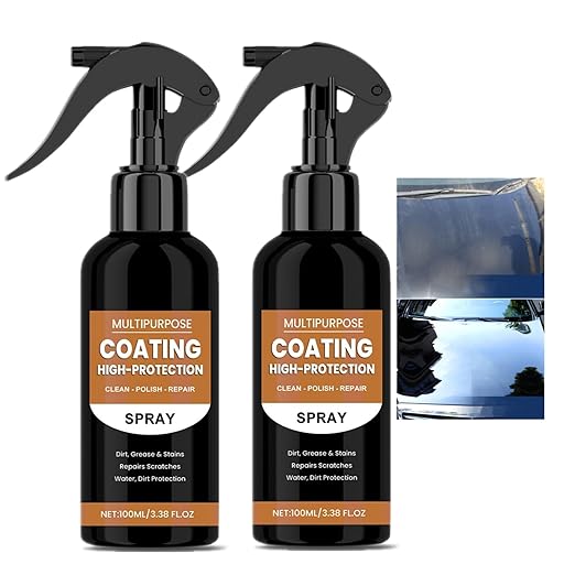 Ceramic Coating for Cars, Hydrophobic High Protection Quick Coating Spray, Scratch Repair Agent, Multi-Functional Car Polish Spray, Long-Lasting Gloss & Shine (2PCS)