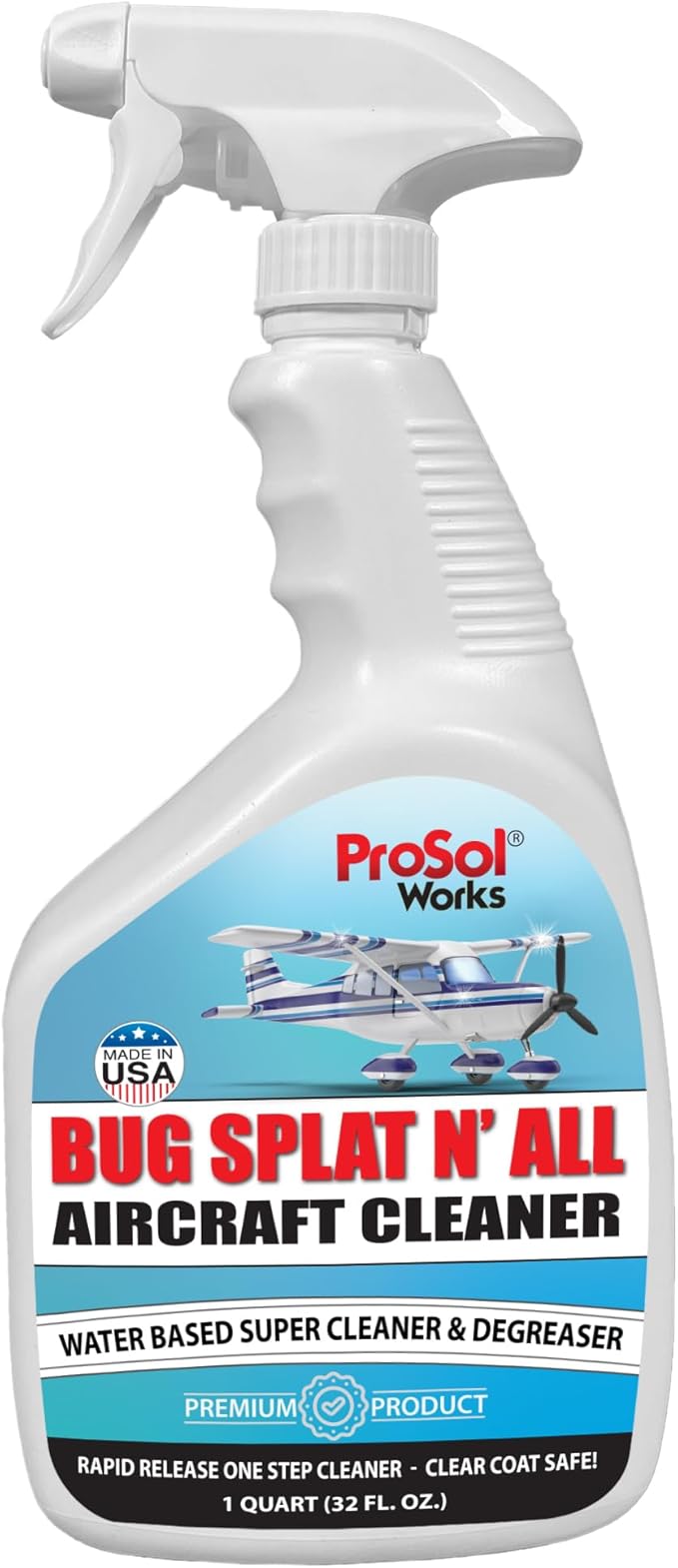 Bug Splat N' All Aircraft Cleaner 32 fl oz - All Purpose Cleaner that Removes Grease, Oil, Bug Splatter, Grime, & Dirt - Cleaner Spray for Aircraft Metals, Paints, & Coatings - Safe on All Surfaces