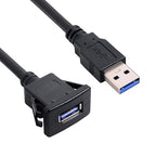 cablecc 1m Waterproof USB 3.0 Extension Latch Mount Car AUX Cable for Dashboard Panel (Single USB 3.0)
