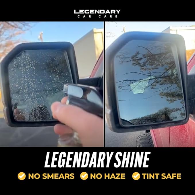 Legendary Glass Cleaner 64oz (Half Gal.) - Auto Window Cleaner Spray for Car Windows & Windshield - No Streaks, Ammonia-Free, Tint Safe - Interior/Exterior Use