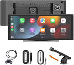 11 Inch Wireless Apple CarPlay & Android Auto Screen for Car,with 4K Dash Cam,Ultra-Light Touchscreen, IP68 1080P Backup Camera, GPS Navigation, Voice Control, Mirror Link(No Card)