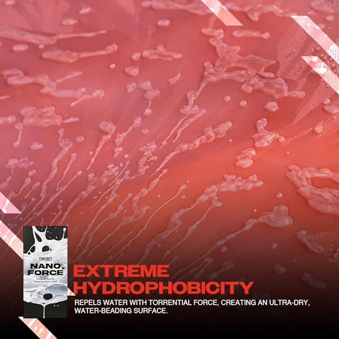 Tinybot Nano Force 9H Graphene Ceramic Coat - Extreme Gloss, Durability & Hydrophobicity - Self-Leveling Technology, UV Protection, Anti Scratch - Repels Dirt, Grime Chemical & Contaminants - 1.6 oz