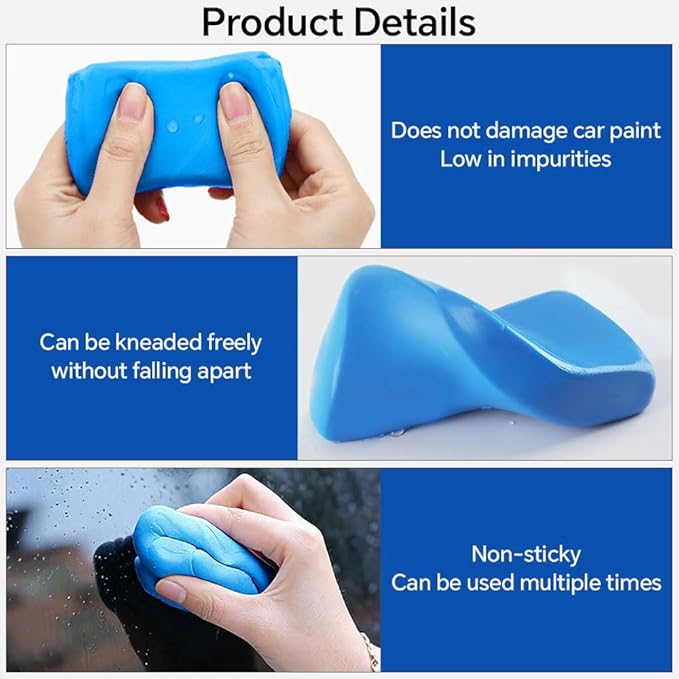 Car Clay Bar 3 Pack 400g, Premium Grade Magic Clays Bars Detailing Cleaner Kit, No Scratch Glass, Paint Deatil Cleaning with Washing and Adsorption Capacity,Car Wash Kit for Auto SUV,RV,Truck