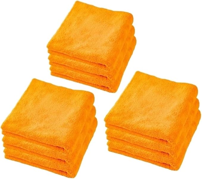 600GSM Microfiber Car Cleaning Towels - Thickened Detailing Drying Cloths (1/3/6/9pcs, 40x40cm) for Ultimate Car Care(Orange 9pcs)