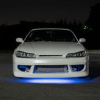 LEDGlow 4pc Blue LED Flexible Car Slimline Underbody Underglow Accent Neon Lighting Kit - 4 Unique Patterns - Water Resistant, Low Profile Light Tubes - Includes Control Box & Remote
