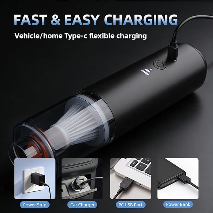 IFTHFOUR Computer Vacuum Cleaner Cordless, Strong Suction & Blowing 4-in-1 Handheld with Multi-Nozzles, Washable Filter - Rechargeable Mini Vac for Keyboard, Car, Desk, Pet Hair Cleaning