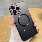 Guppy Compatible with iPhone 16 Pro Case Magnetic, with Full Camera Lens Protector [Compatible with MagSafe] Scratch Resistant Gradient Glass Back Cover Phone Case-Black