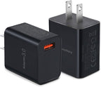 USB Wall Charger, Besgoods 5V 3A Fast Charging Block 3.0 Power Adapter 18W Compatible with Wireless Charger iPhone 16 15 14 Pro Max Galaxy S25 S24 S23 22 21 20 A03s Android Camping Fan Sun Lamp, 2Pack